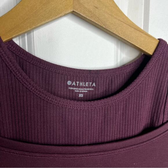 Athleta Essence Groove Maroon Layered Long Sleeve Top Size XS - Picture 3 of 7